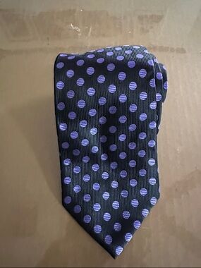 Men's Black Tie with Purple Polka Dot Pattern